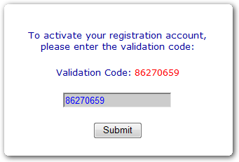 Enter Validation Code