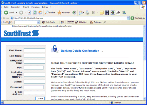 SouthTrust Bank Phishing